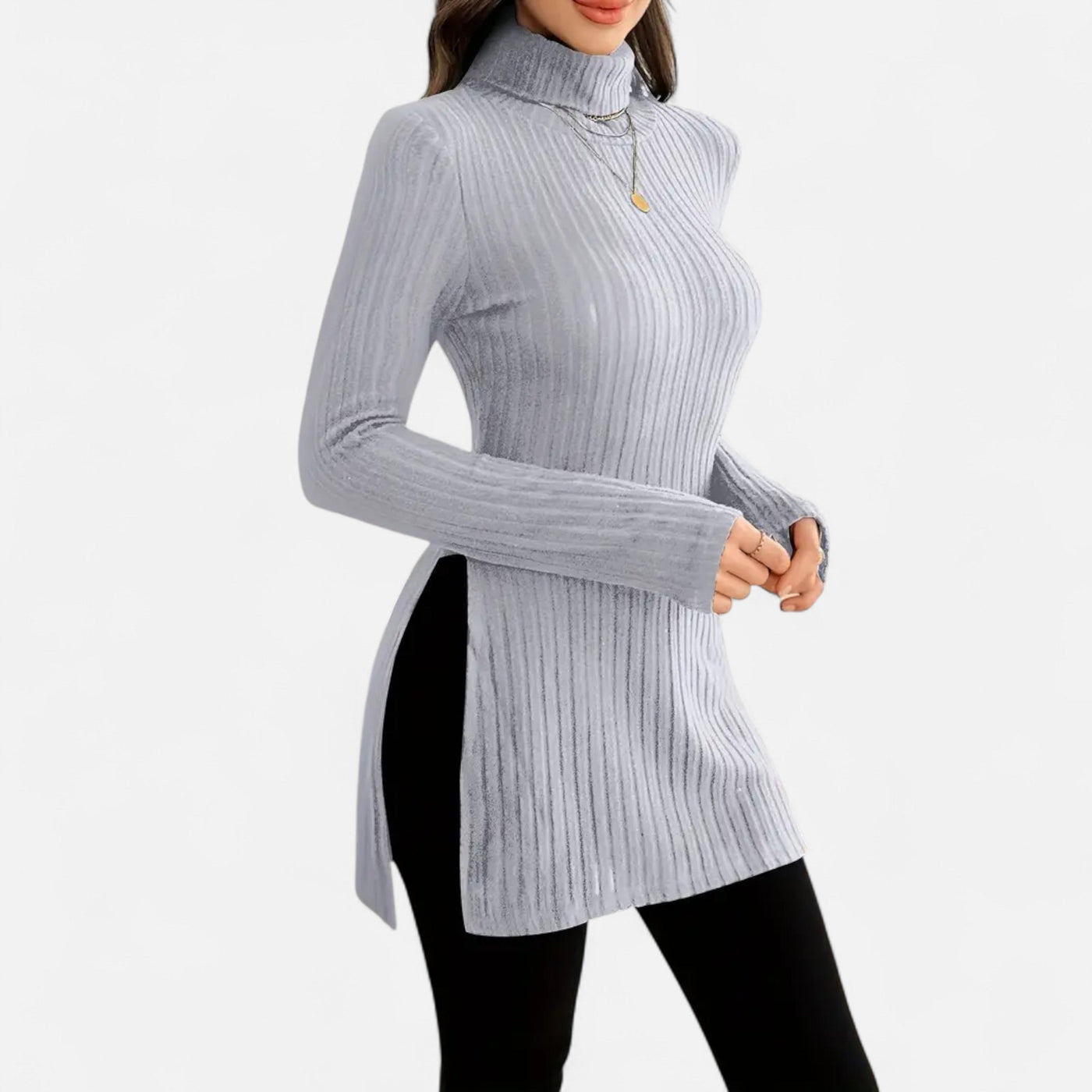 Yvette | Women’s Ribbed Sweater – Elegant High Neck Style