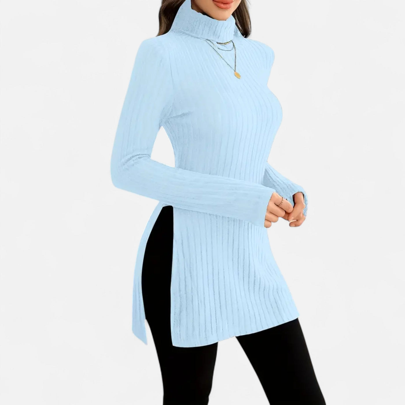 Yvette | Women’s Ribbed Sweater – Elegant High Neck Style