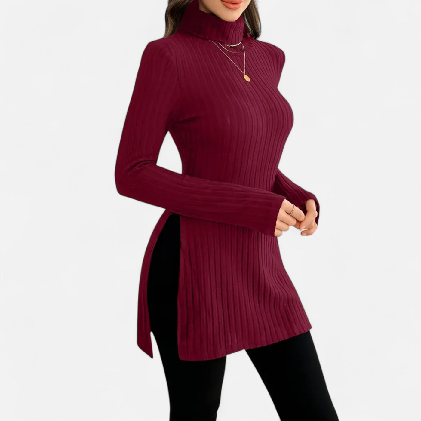 Yvette | Women’s Ribbed Sweater – Elegant High Neck Style