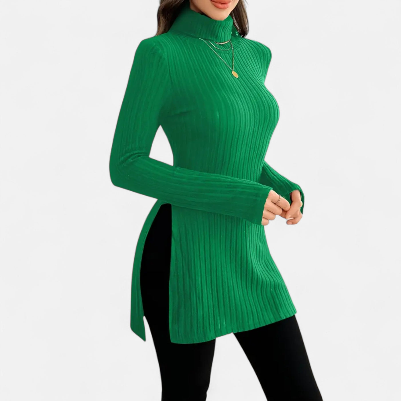 Yvette | Women’s Ribbed Sweater – Elegant High Neck Style