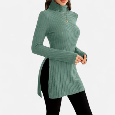 Yvette | Women’s Ribbed Sweater – Elegant High Neck Style