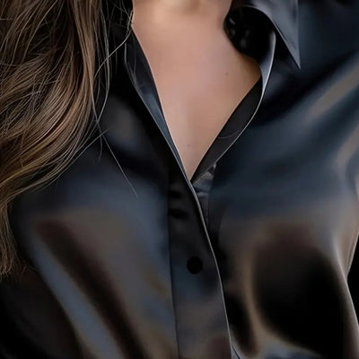 Winifred | Women’s Satin Blouse – Long Sleeve Elegance