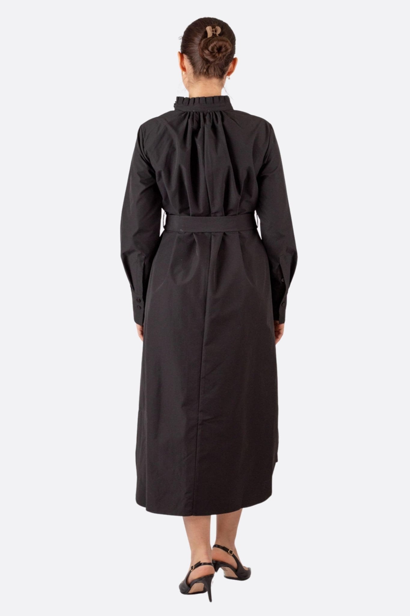 Black Belted Shirt Dress